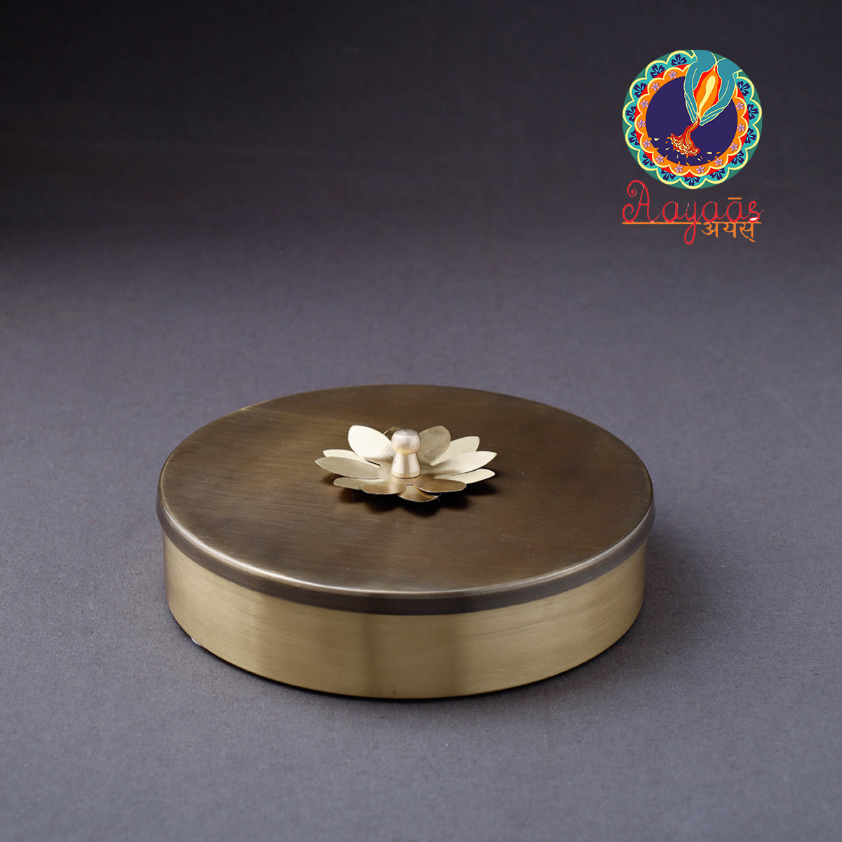 Special Handcrafted Lotus Lid Brass Spice Box