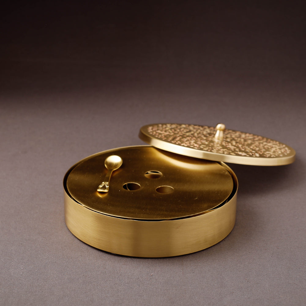 Special Handcrafted Mughal Etched Brass Spice Box