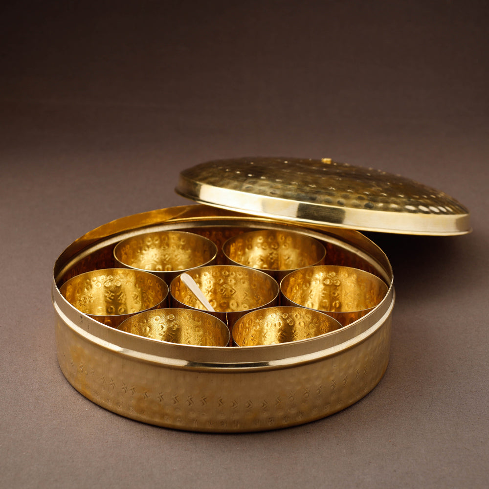 Special Handcrafted Hammered Brass Spice Box