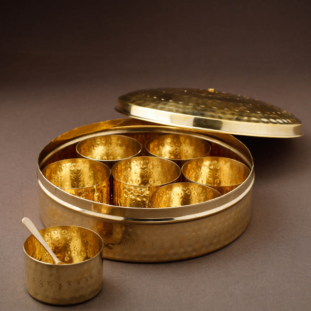 Special Handcrafted Hammered Brass Spice Box