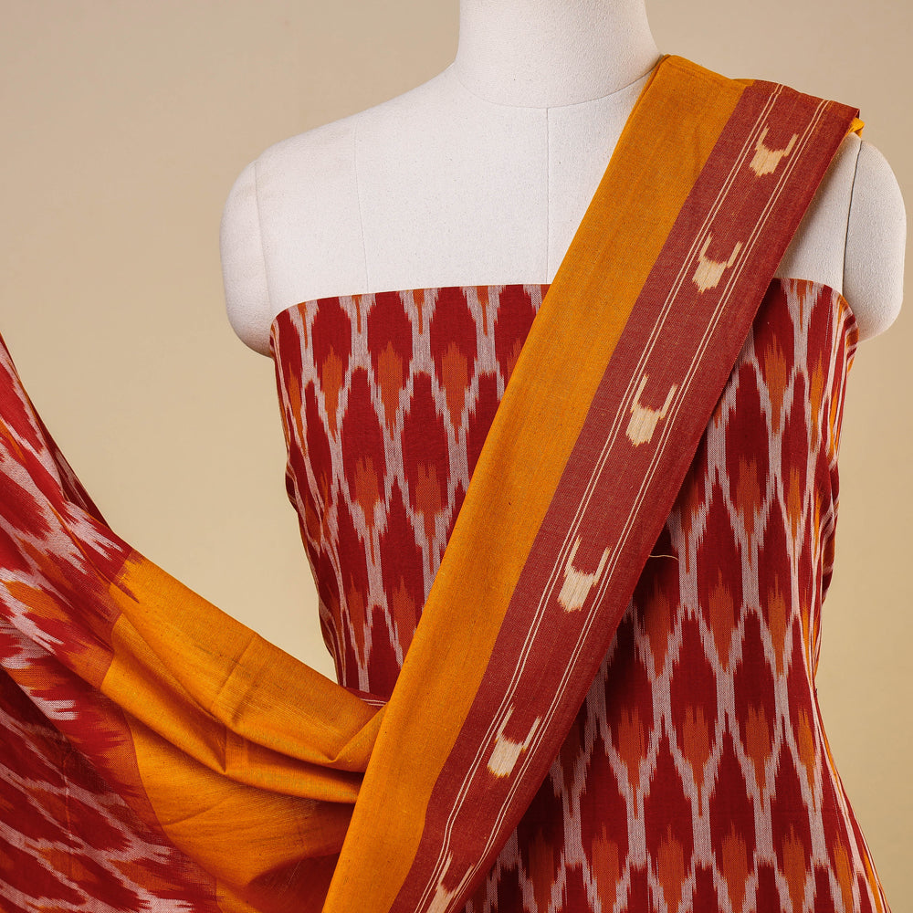 3pc Pochampally Ikat Weave Cotton Suit Material Set