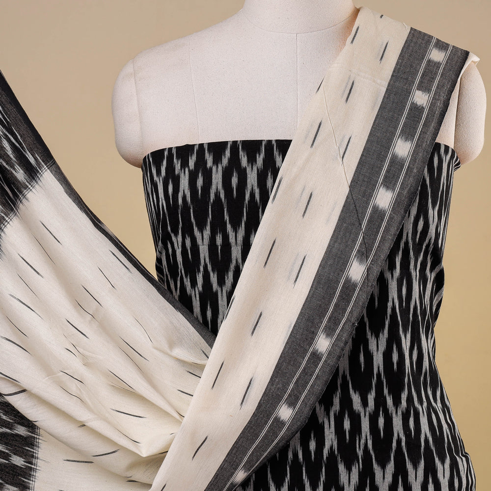 3pc Pochampally Ikat Weave Cotton Suit Material Set