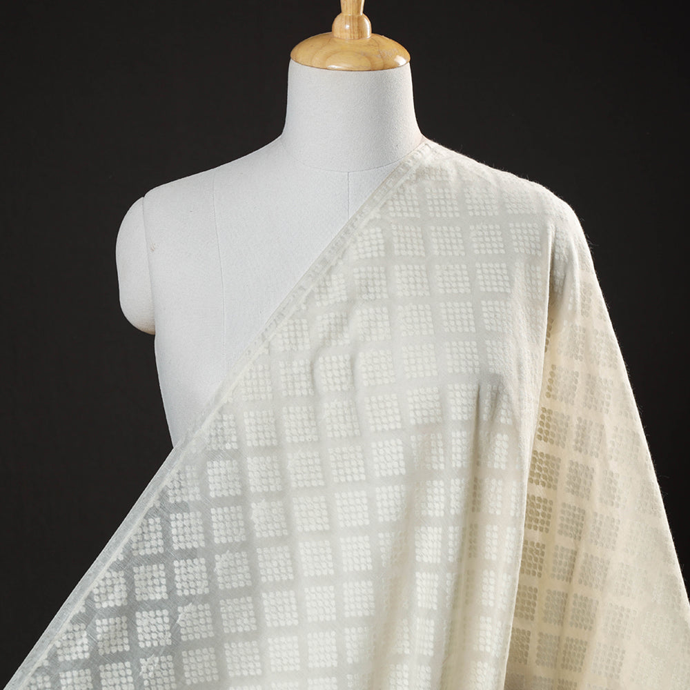 Pure Banarasi Handwoven Cutwork Buti Cotton Fabric