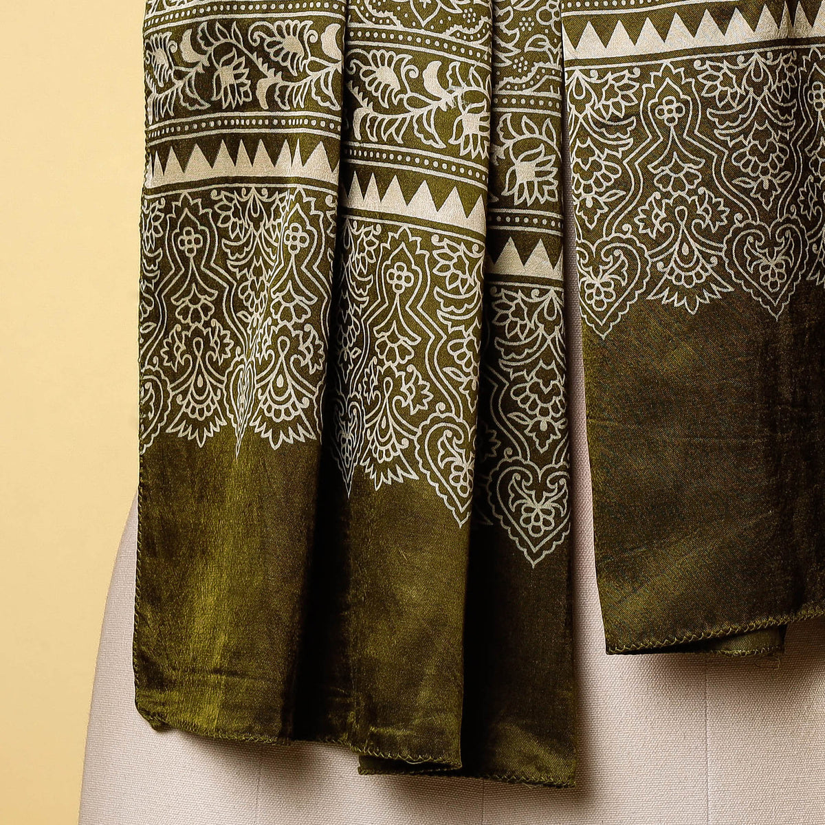 Ajrakh Print Mashru Silk Stole from Kutch