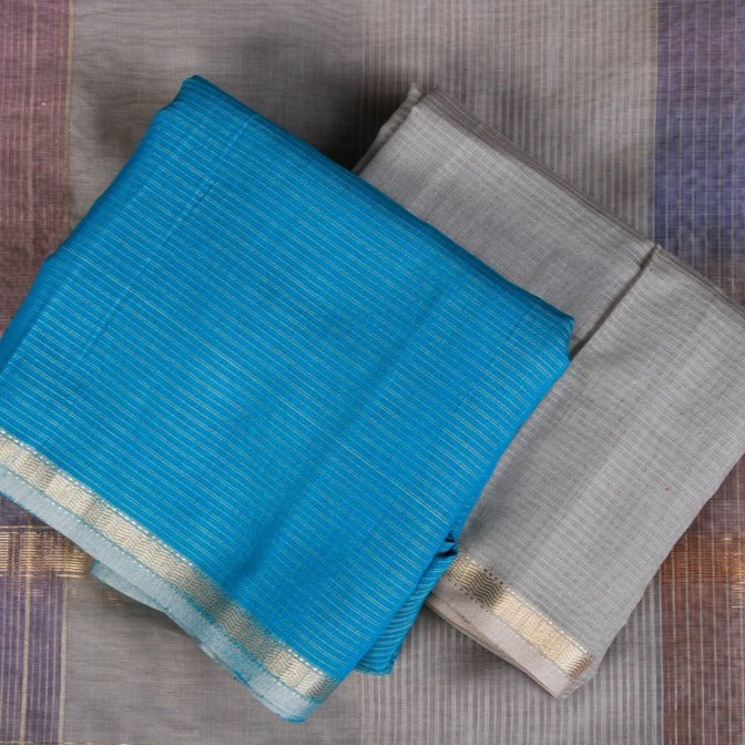 Original Maheshwari Silk Pure Handloom 3pc Suit Material Set