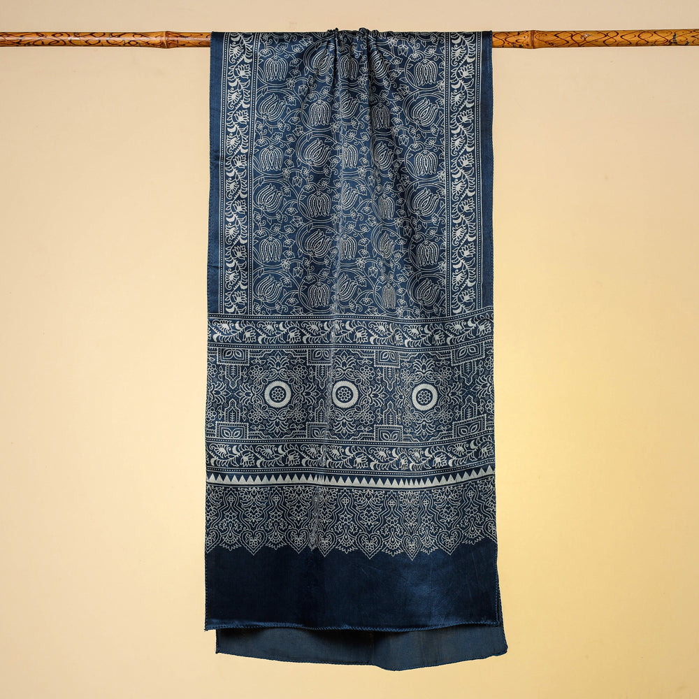 Ajrakh Print Mashru Silk Stole from Kutch