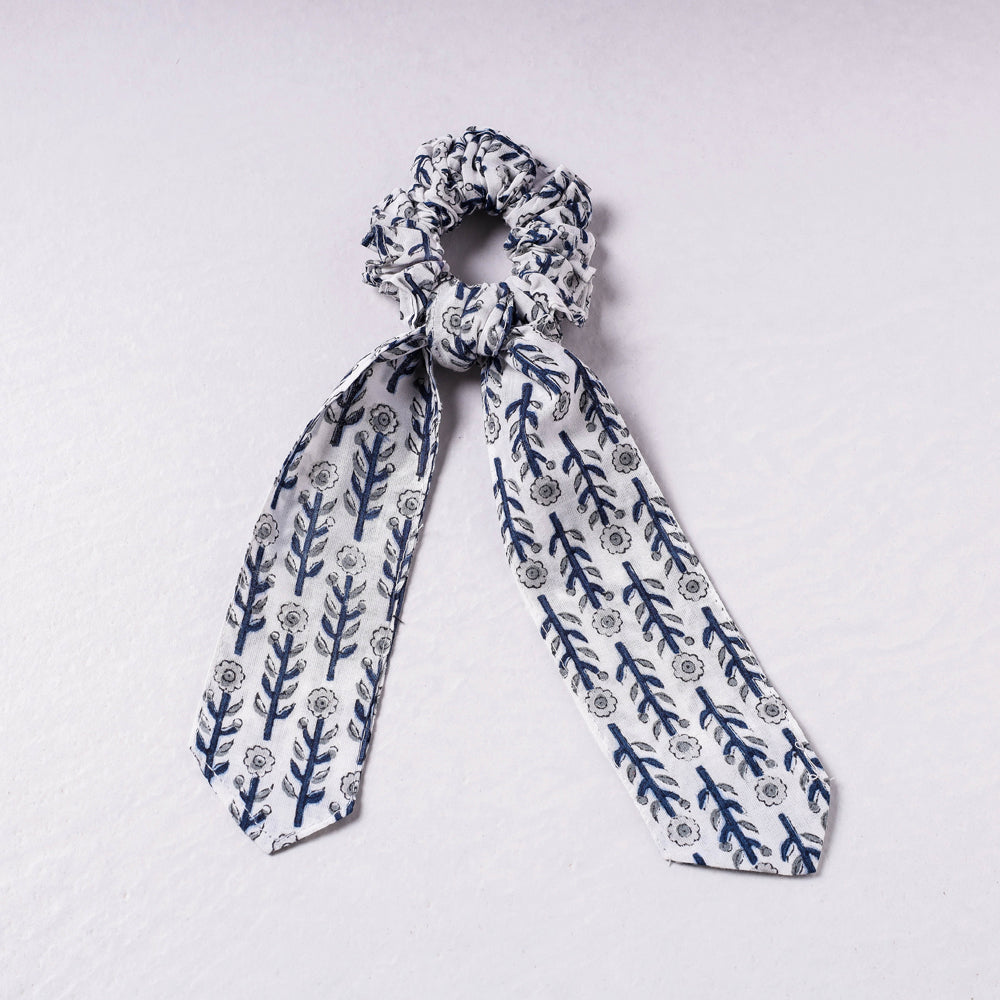 Sanganeri Print Cotton Elastic Hair Bands/Scarf Ponytail Holder/Scrunchie Ties