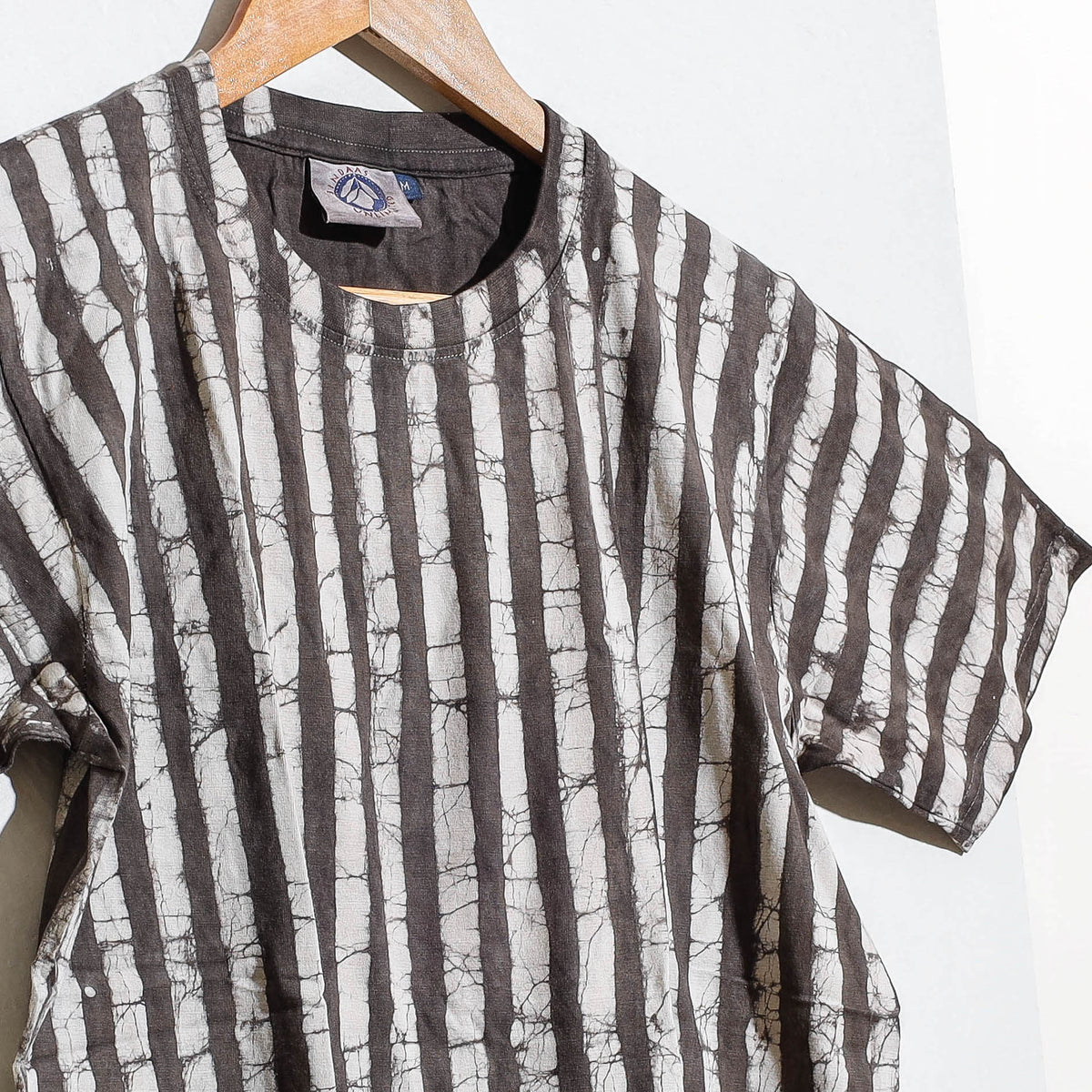 Bindaas Natural Dyed Art Block Print Unisex Round Neck T-shirt in Pure Cotton