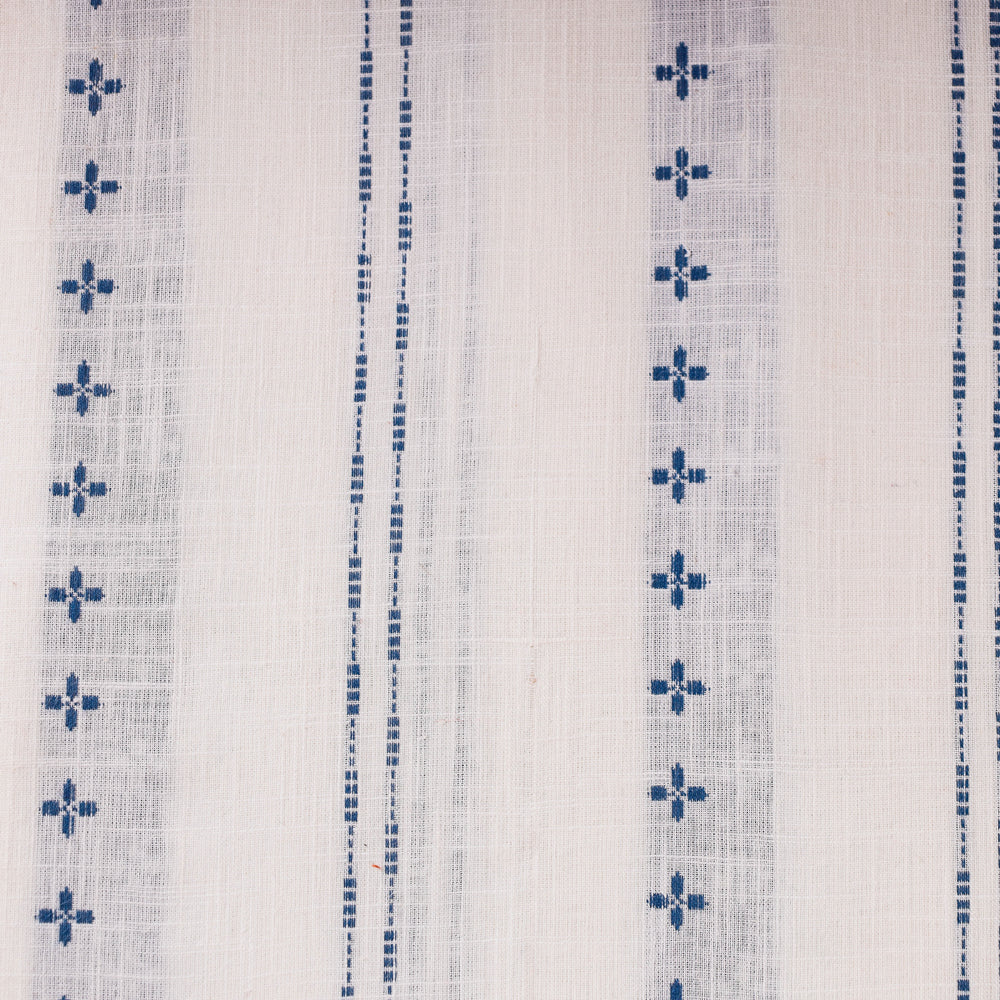White - South Pre Washed Jacquard Cotton Fabric