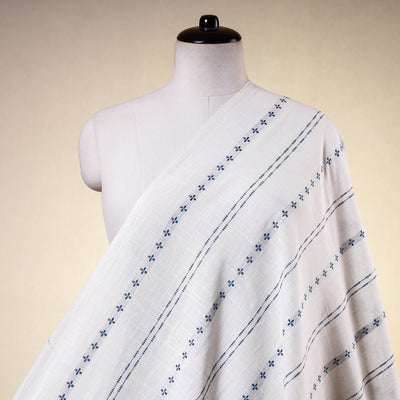 White - South Pre Washed Jacquard Cotton Fabric
