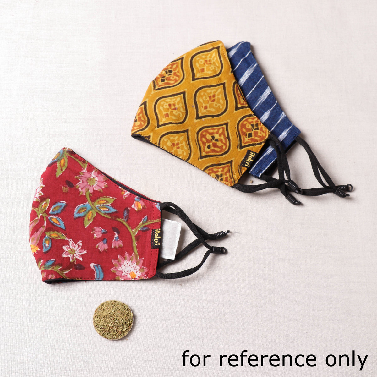 Herb Pocket Kalamkari Block Print Cotton 3 Layer Snug Fit Face Cover