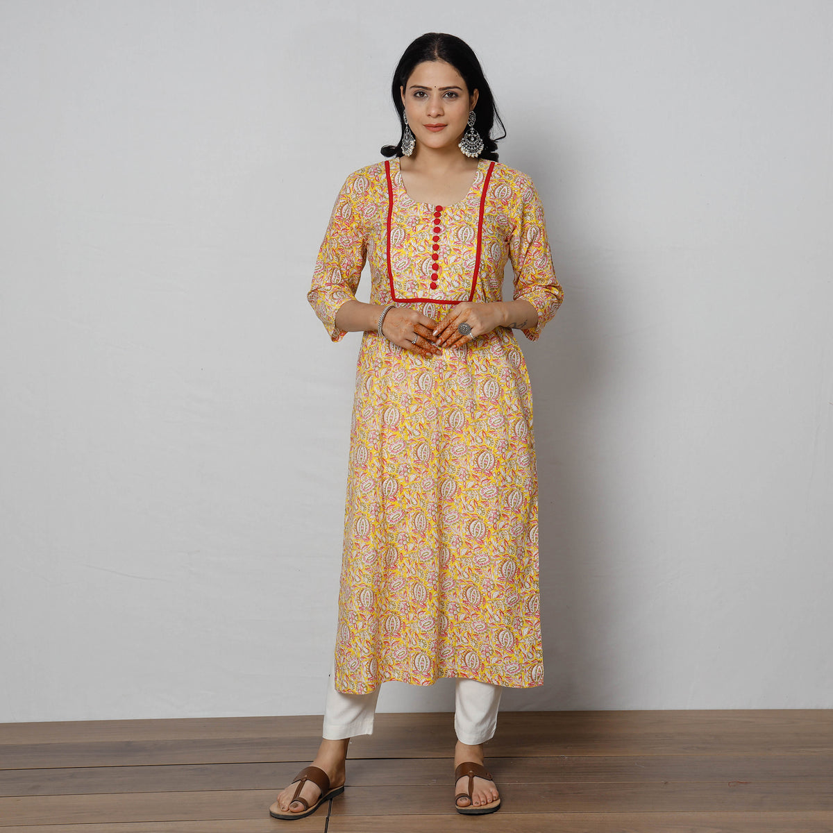 Sanganeri Block Printing Cotton Long Kurta