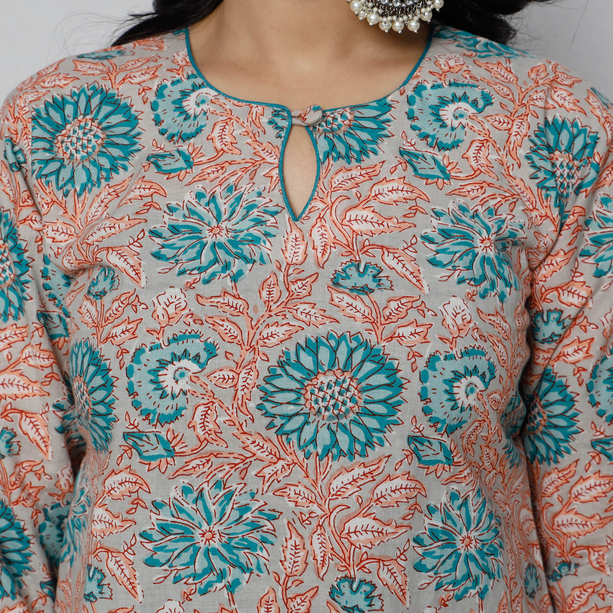Sanganeri Block Printing Cotton Long Kurti
