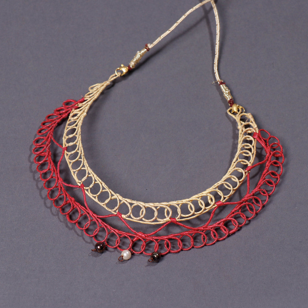 Hand Braided Natural Sikki Grass Necklace