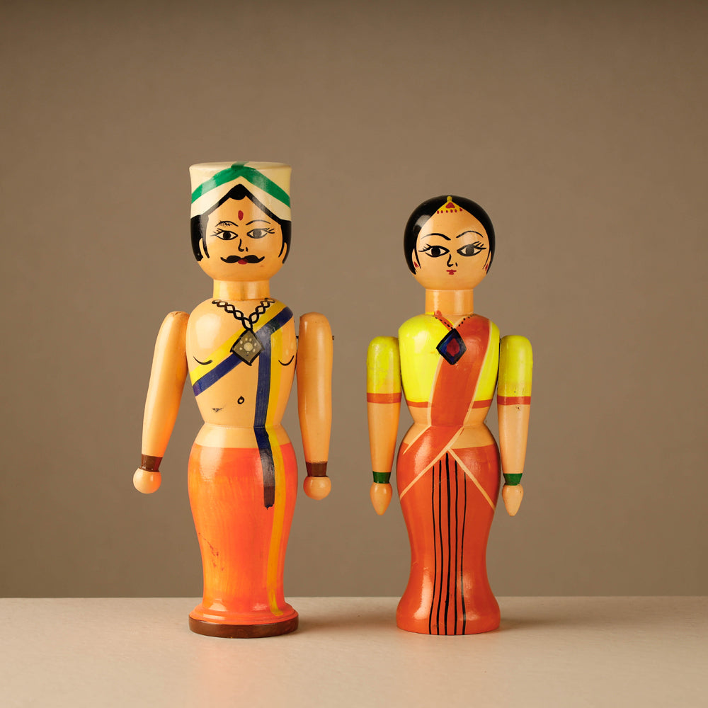 Mr &amp; Mrs Dolls Pair - Channapatna Handmade Wooden Toy