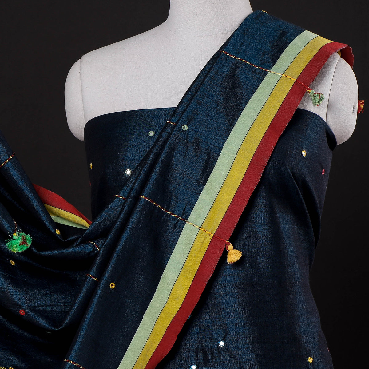 3pc Kutch Bhujodi Weaving Handwoven Kala Cotton Suit Material Set