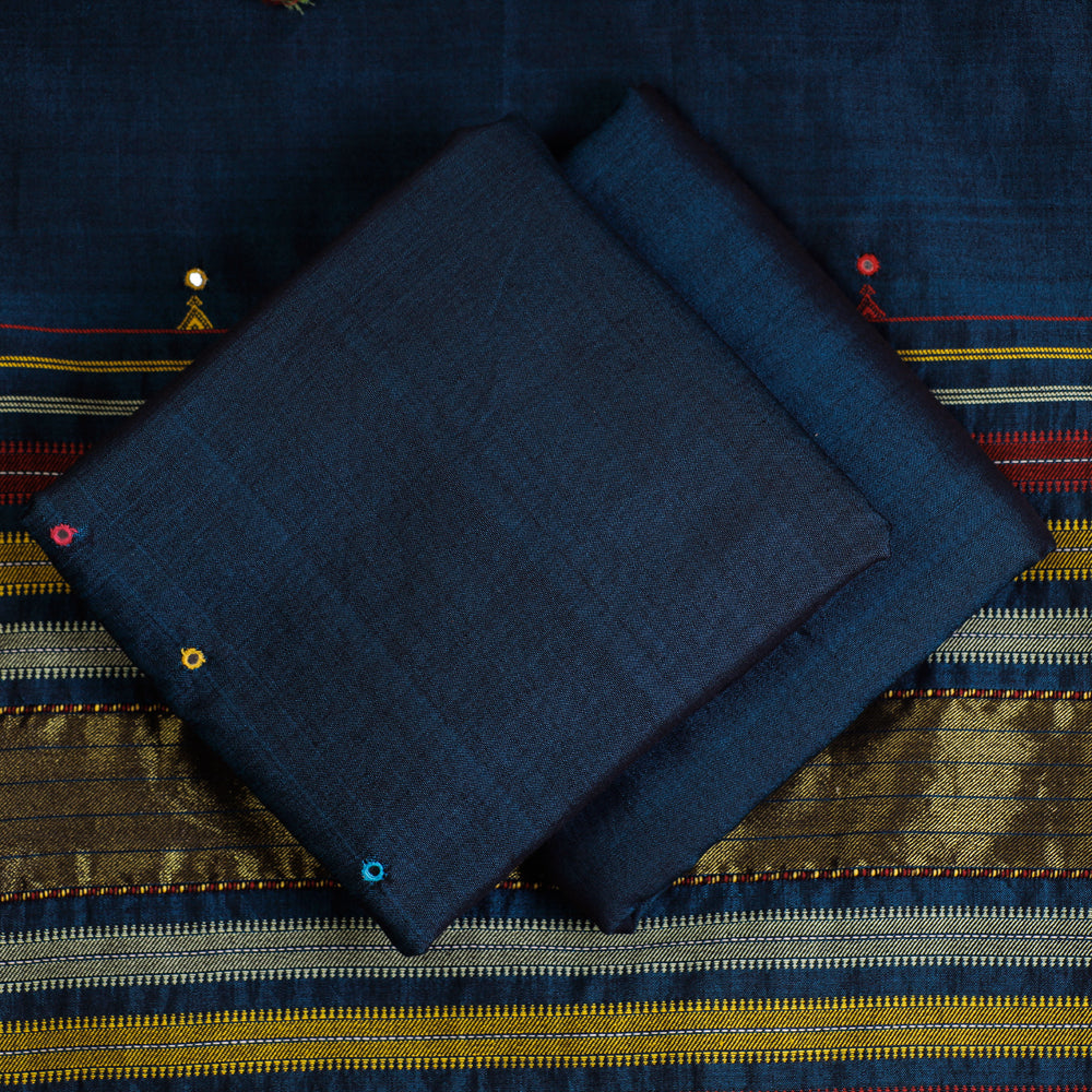 3pc Kutch Bhujodi Weaving Handwoven Kala Cotton Suit Material Set