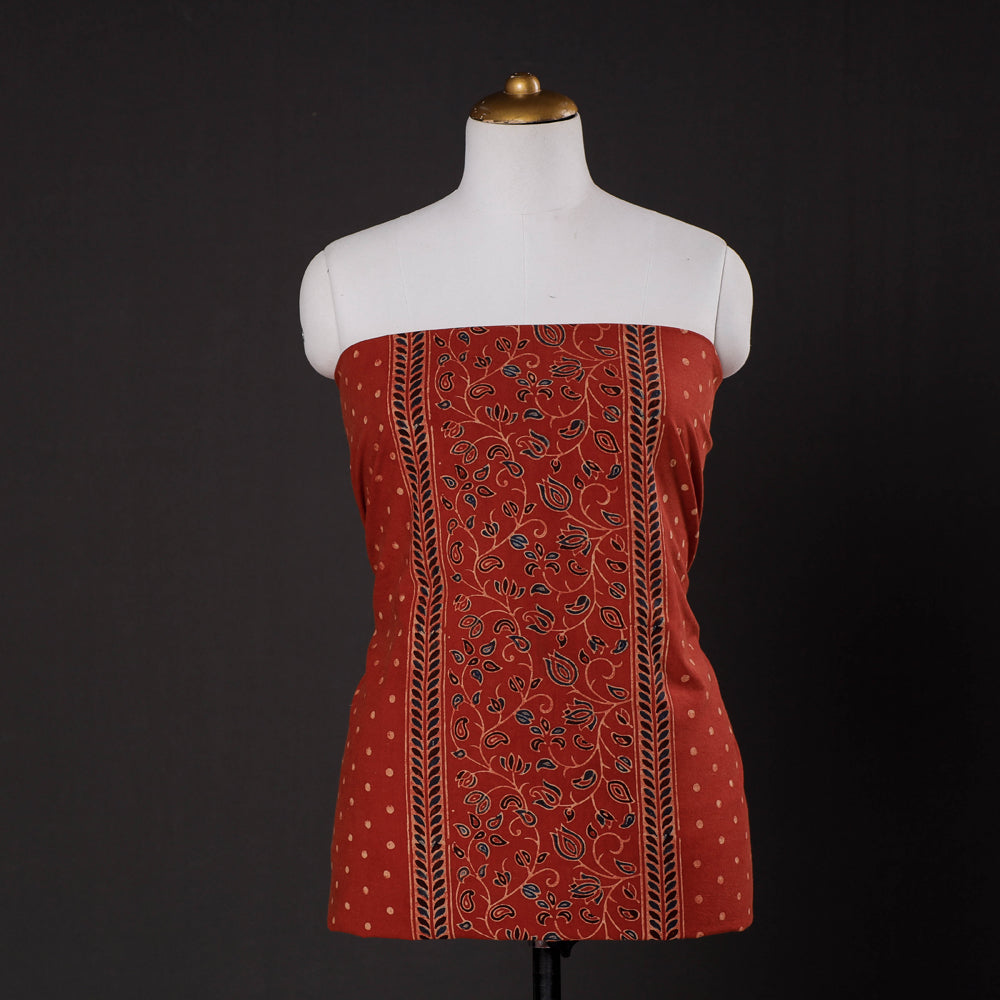 3pc Ajrakh Block Printed Cotton Suit Material Set