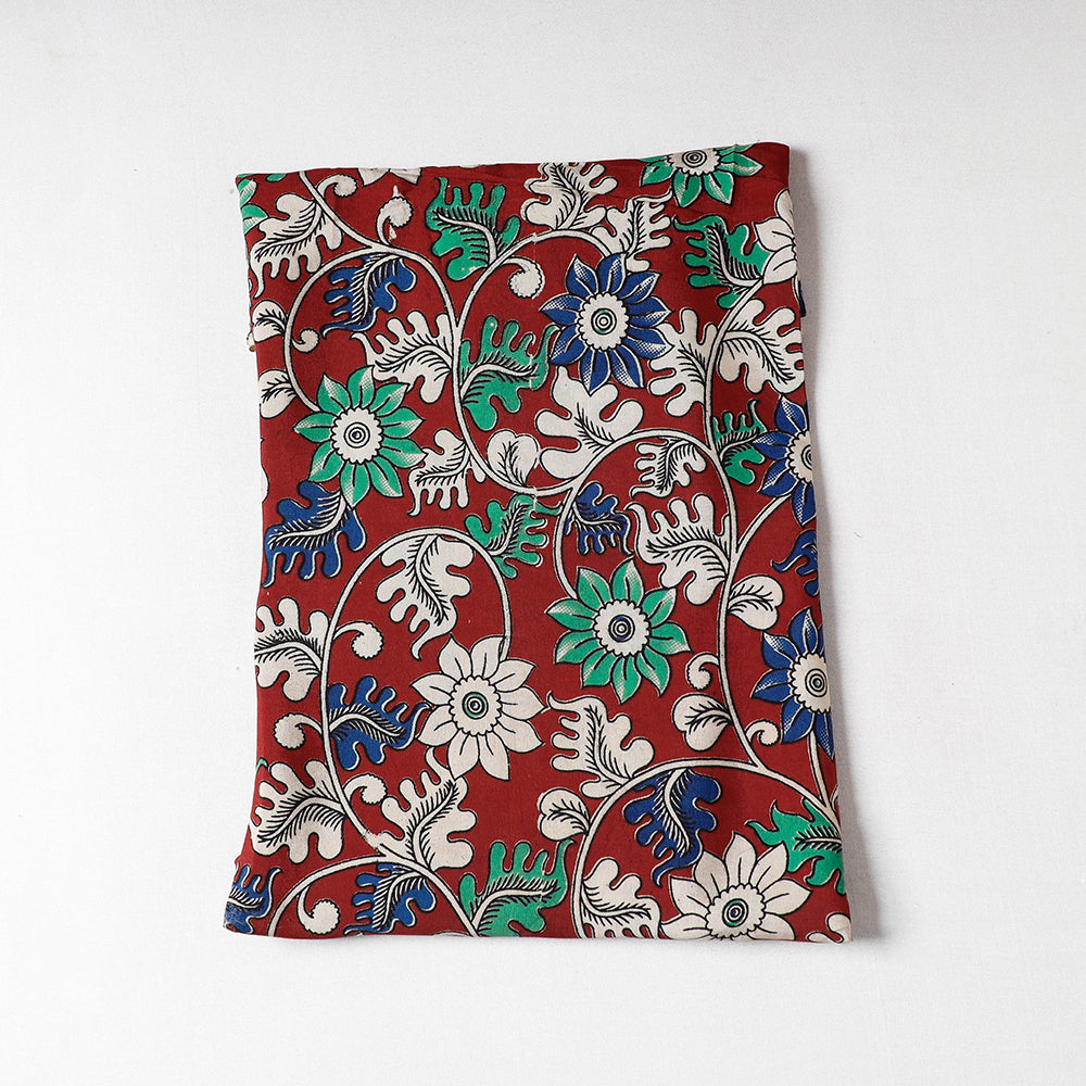 Handpainted Srikalahasti Kalamkari Pen Work Chanderi Silk Precut Fabric