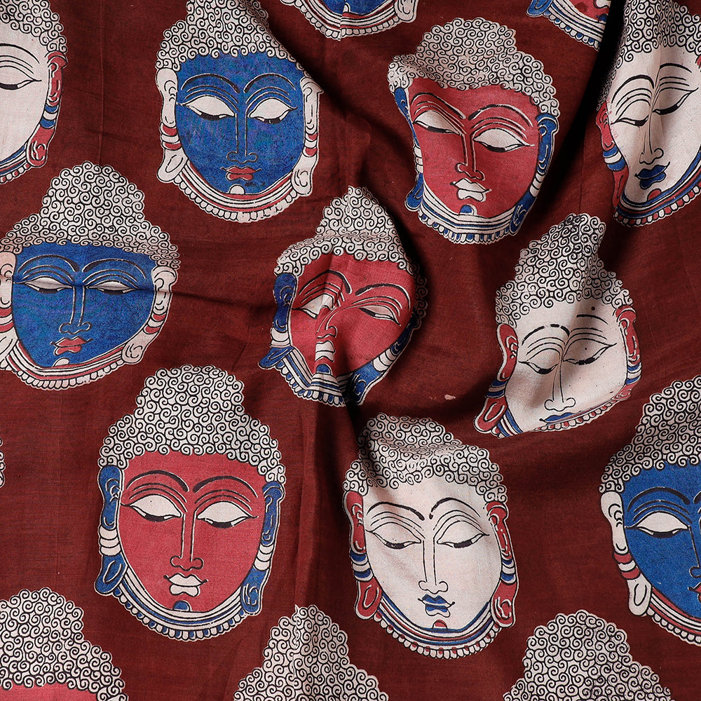 Handpainted Srikalahasti Kalamkari Pen Work Chanderi Silk Precut Fabric