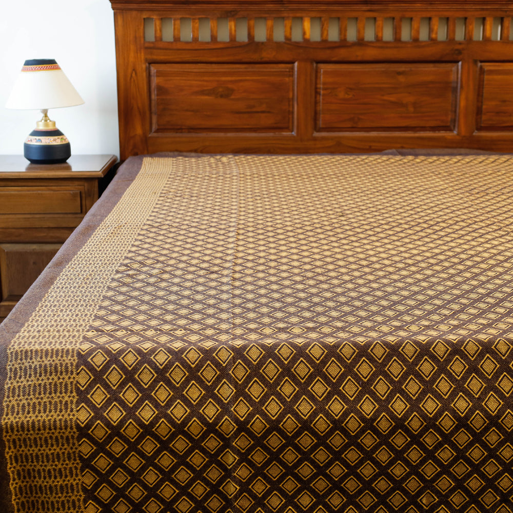 Pure Cotton Handloom Double Bedcover from Bijnor by Nizam (104 x 94 in)
