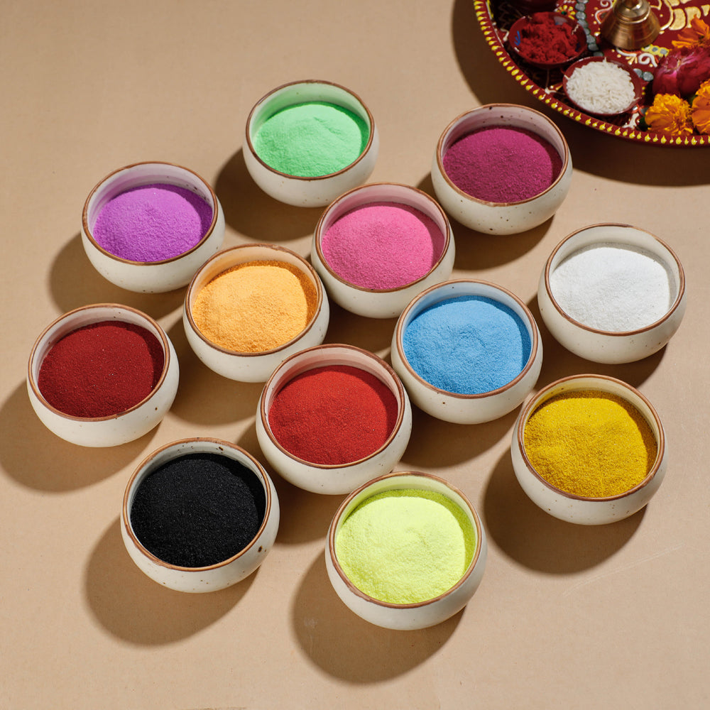 Festival Decor Rangoli Colours - Set of 12 (100 gms, each)