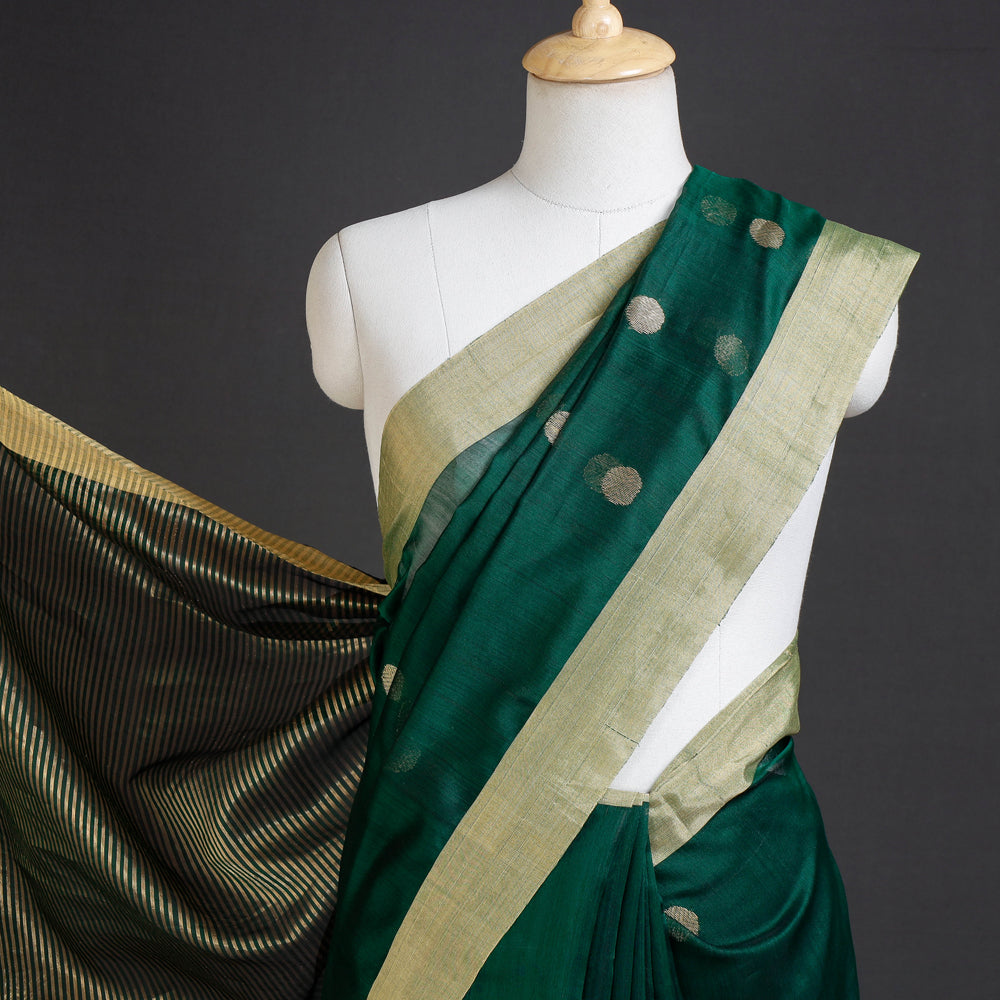Traditional Chanderi Silk Polka Dot Zari Buta Handloom Saree by Rauph Khan