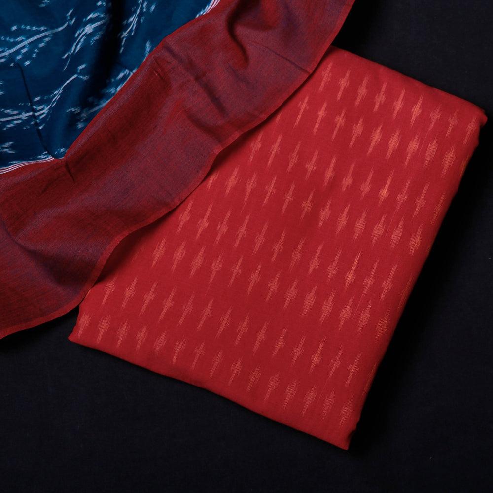 2pc Pochampally Ikat Mercerised Cotton Handloom Suit Material Set