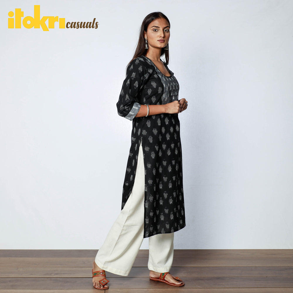 THE LIBAS COLLECTION BLACK  WHITE FANCY EMB KURTI