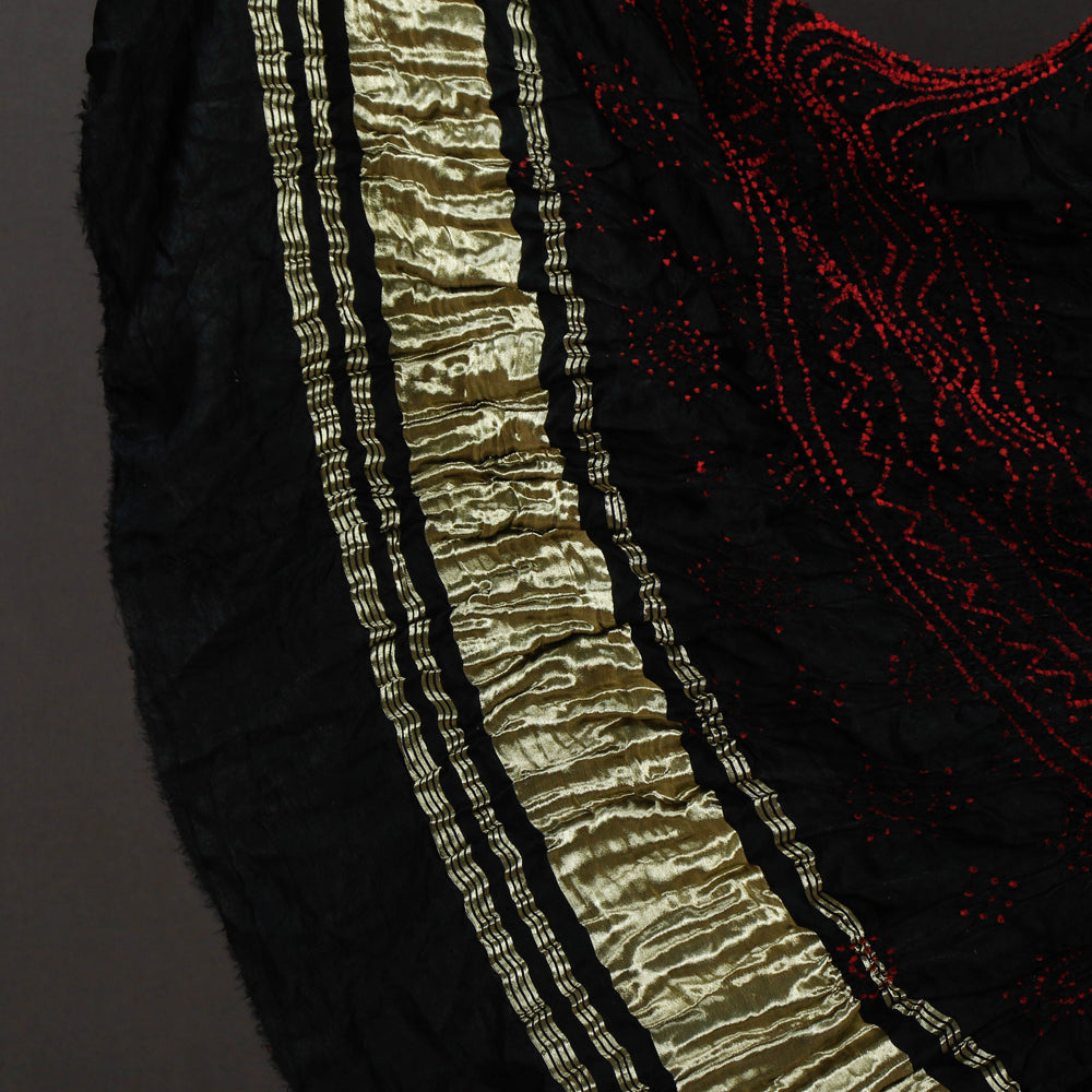 Modal Silk Special Kutchi Bandhani Tie-Dye Dupatta with Zari Border