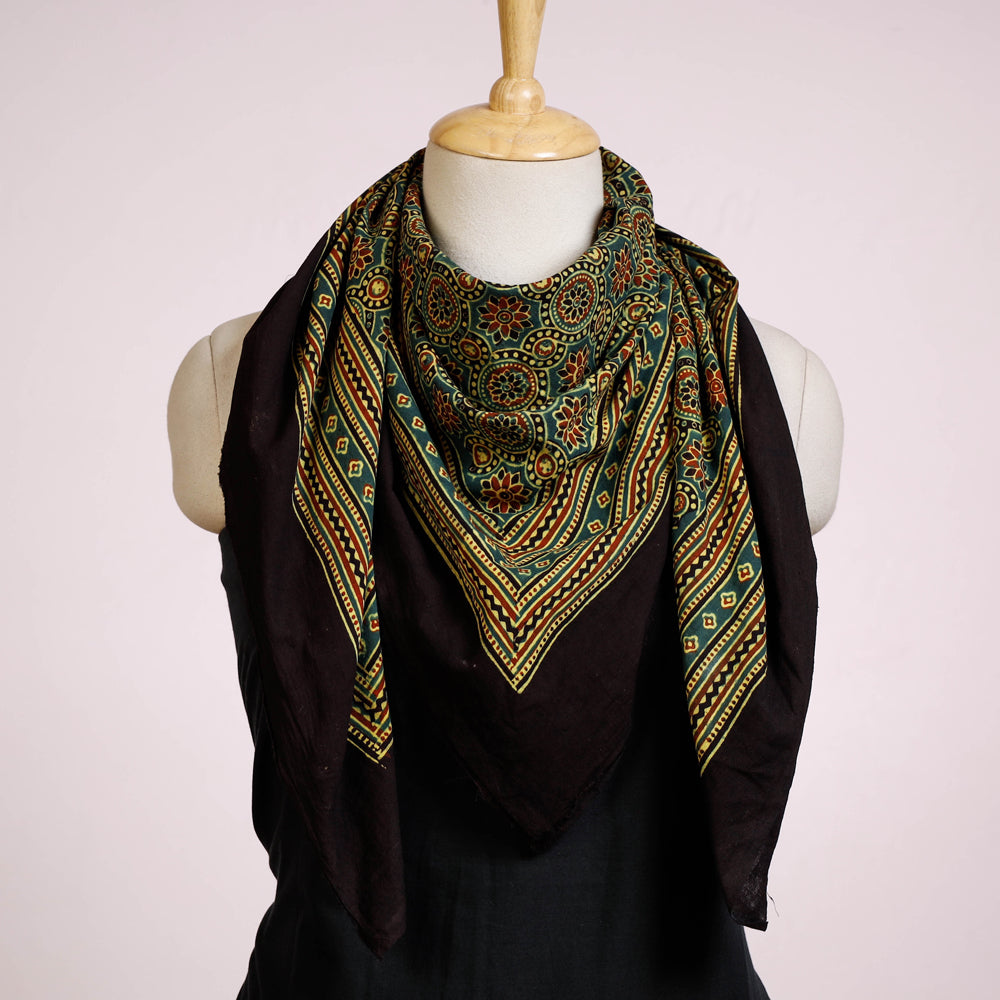 Ajrakh Hand Block Print Cotton Scarf from Kutch