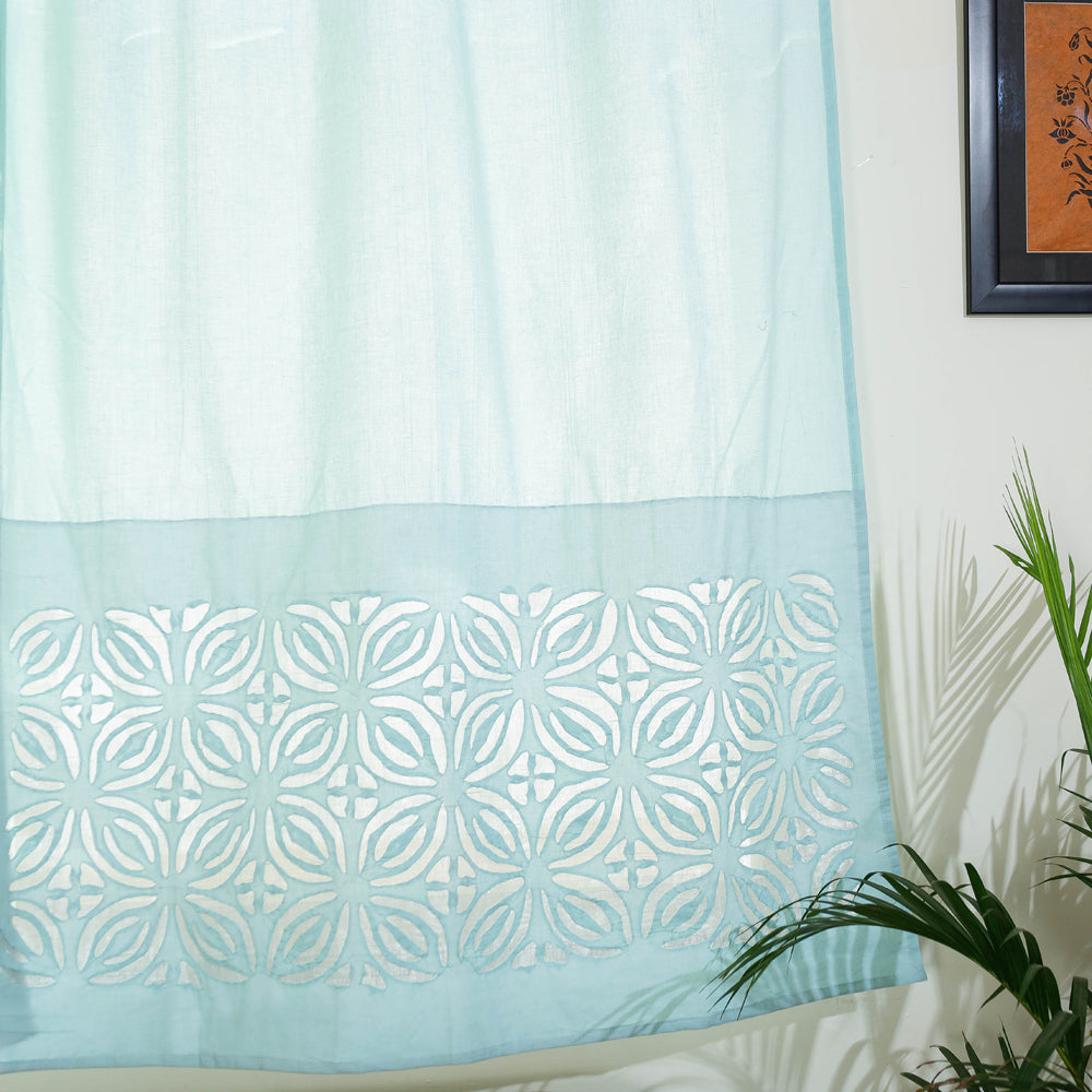Barmer Applique Flower Cutwork Window Curtain (5 x 3.5 feet) (single piece)