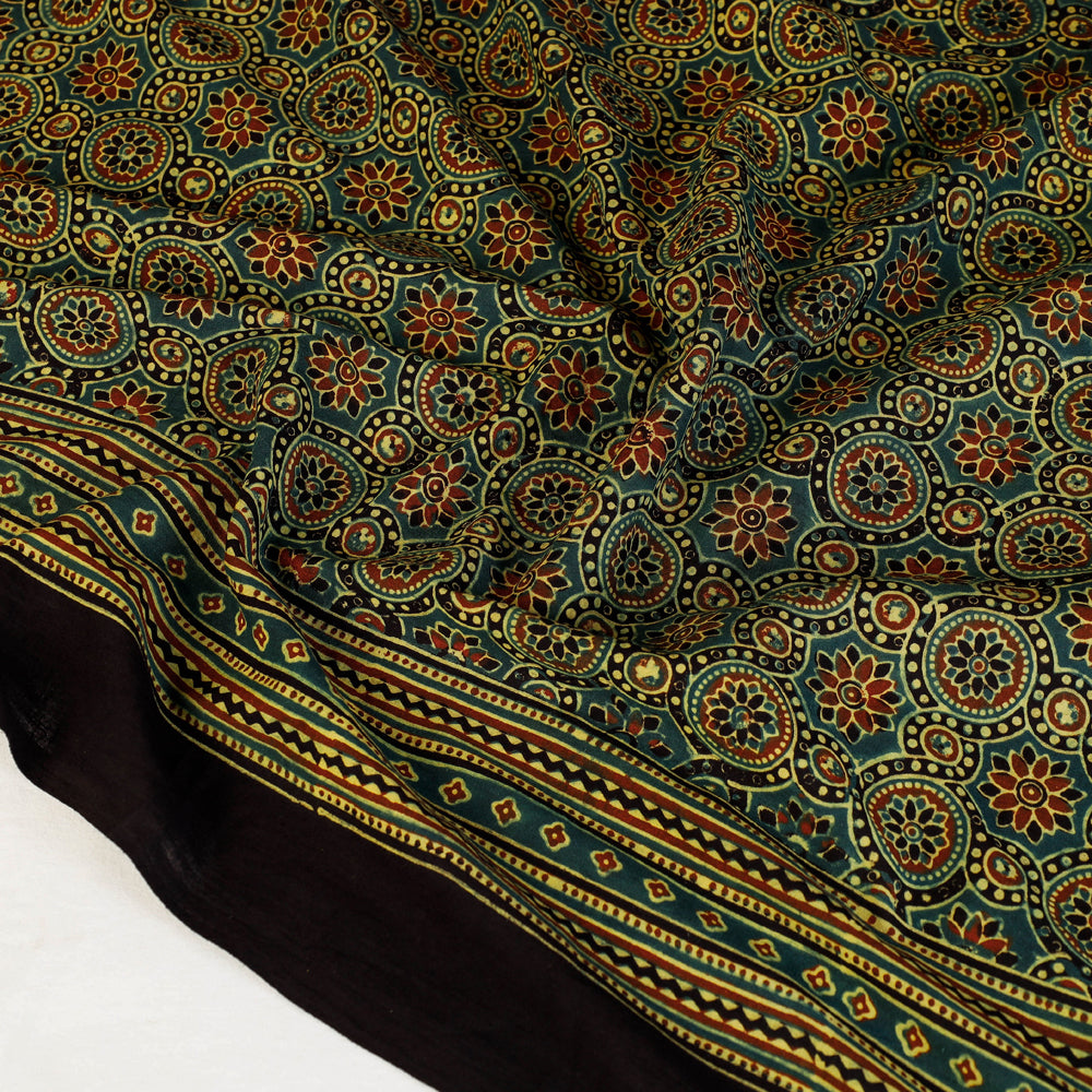 Ajrakh Hand Block Print Cotton Scarf from Kutch