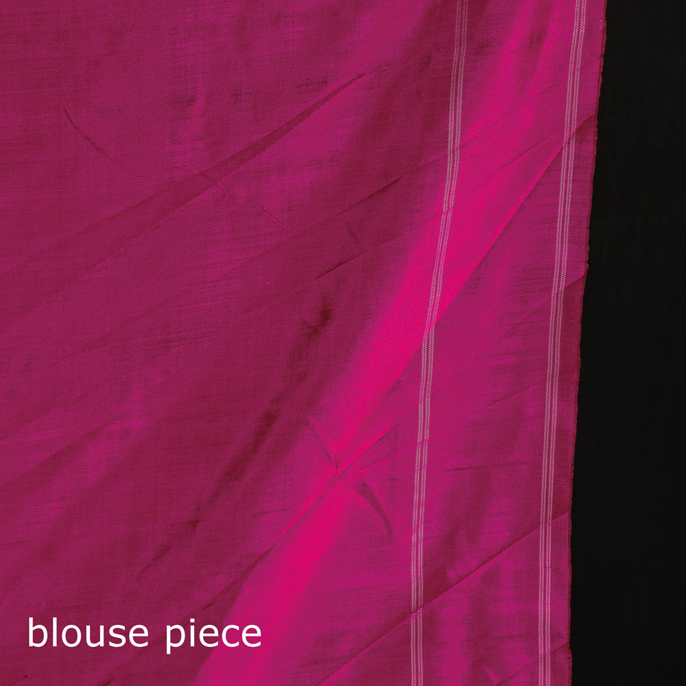 Handspun Pure Silk Satin Pochampally Ikat Weave Saree With Blouse
