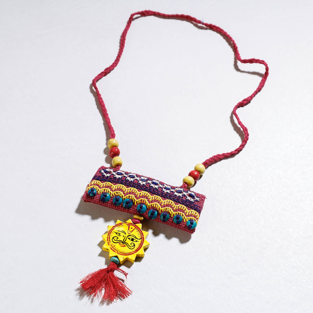 Tribal Hand Embroidered Jute & Bead Work Necklace