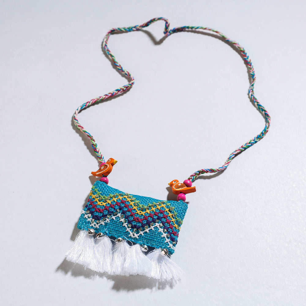 Tribal Hand Embroidered Jute &amp; Bead Work Necklace