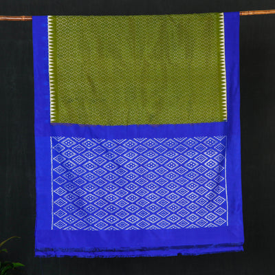 Handspun Pure Tussar Silk Pochampally Ikat Saree With Blouse