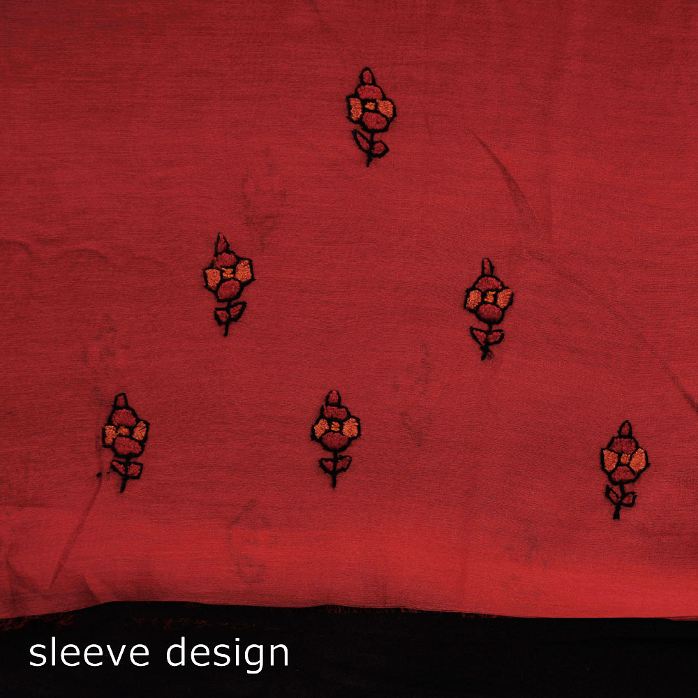 Kashidakari Hand Embroidery Handloom Chanderi Silk Kurta Material - 2.45 M