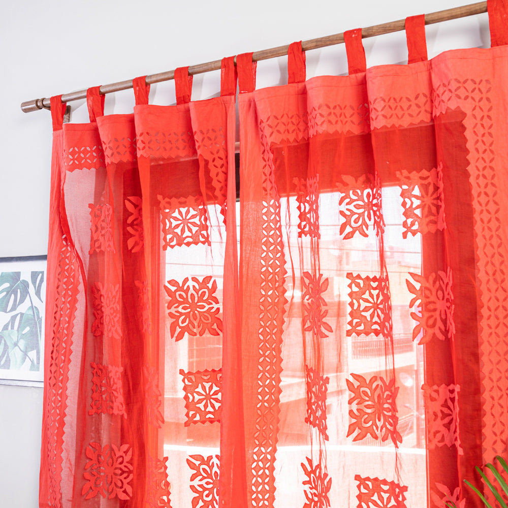 Applique Square Cutwork Cotton Door Curtain from Barmer (7 x 3.5 feet) (single piece)