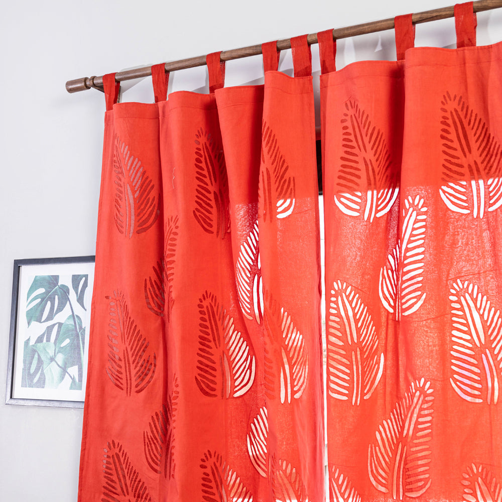 Applique Leaves Cutwork Door Curtain from Barmer (7 x 3.5 feet) (single piece)