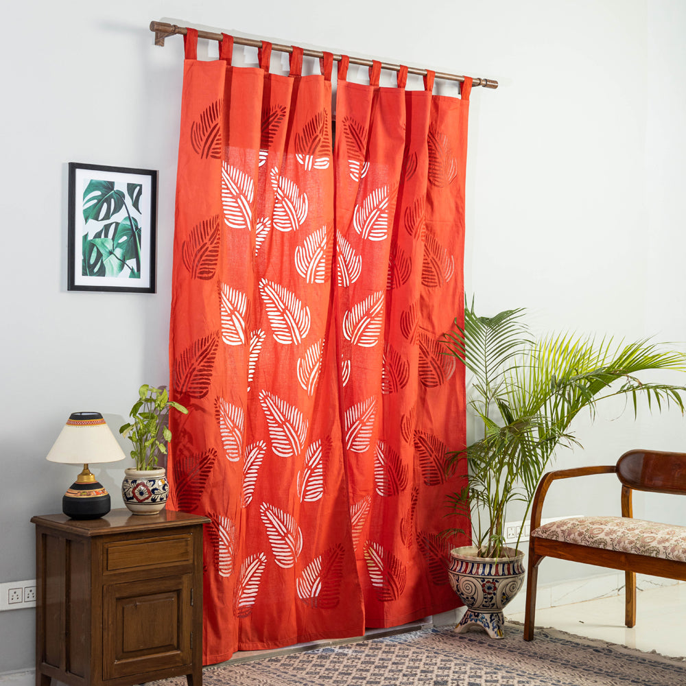 Applique Leaves Cutwork Door Curtain from Barmer (7 x 3.5 feet) (single piece)