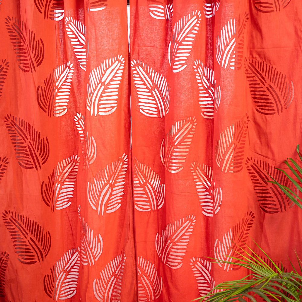 Applique Leaves Cutwork Door Curtain from Barmer (7 x 3.5 feet) (single piece)