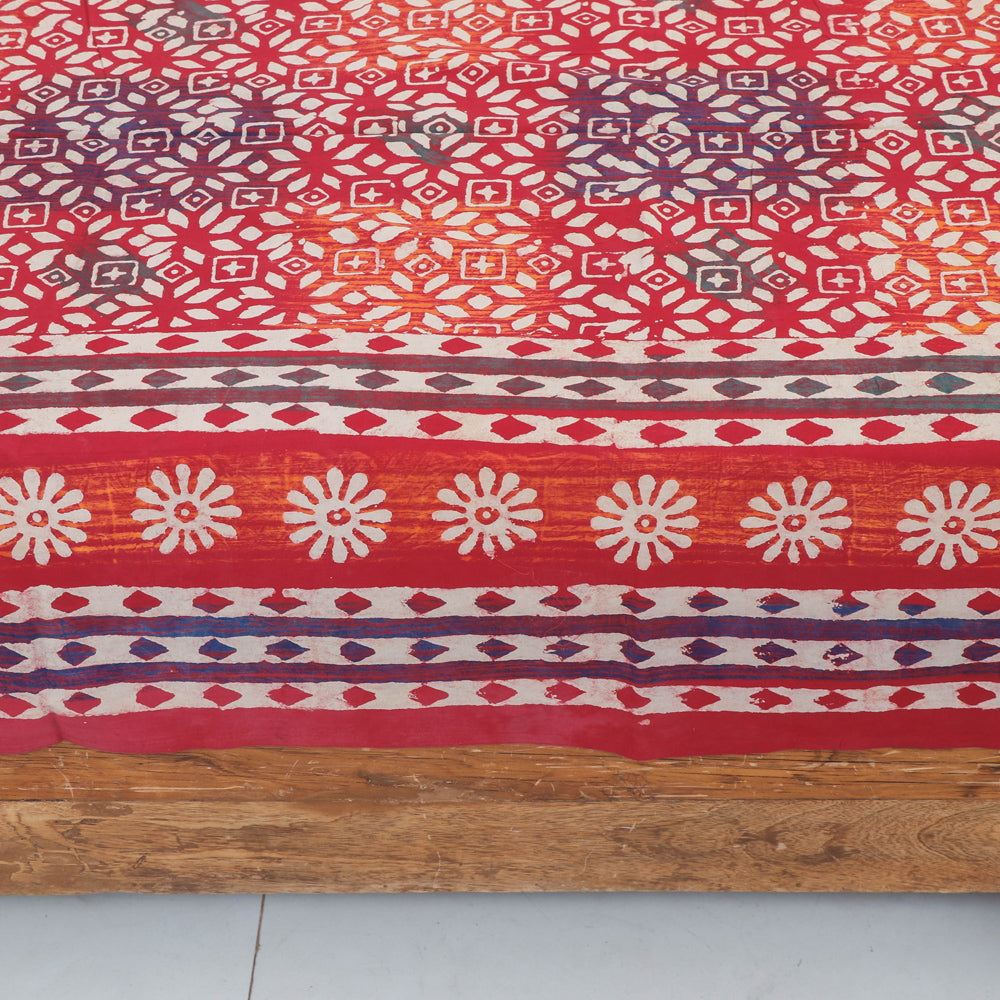 Hand Block Printed Cotton Double Bed Cover with Pillow Covers (108 x 90 in)