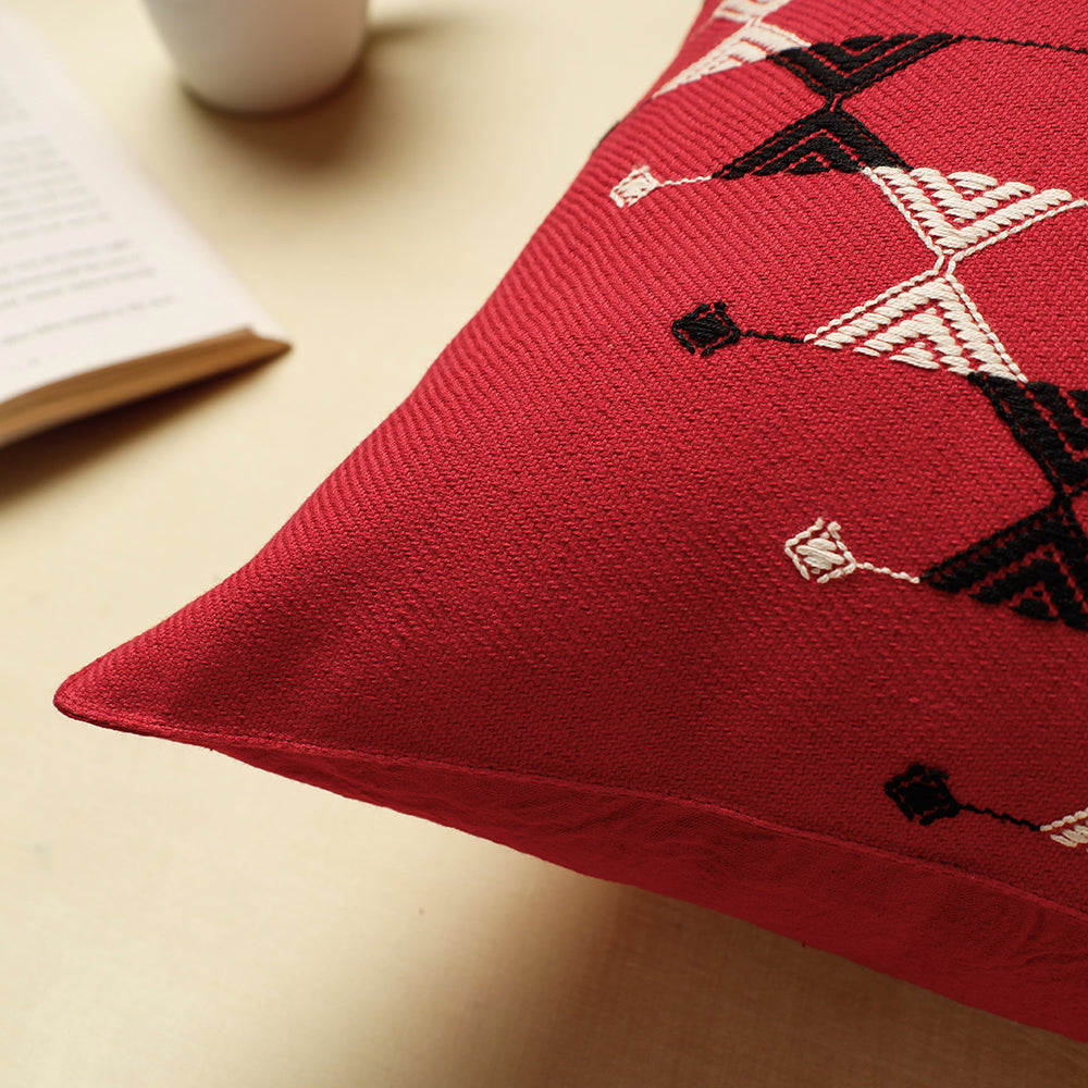 Urmul Kashida Stitch Handloom Cotton Cushion Cover (16 x 16 in)