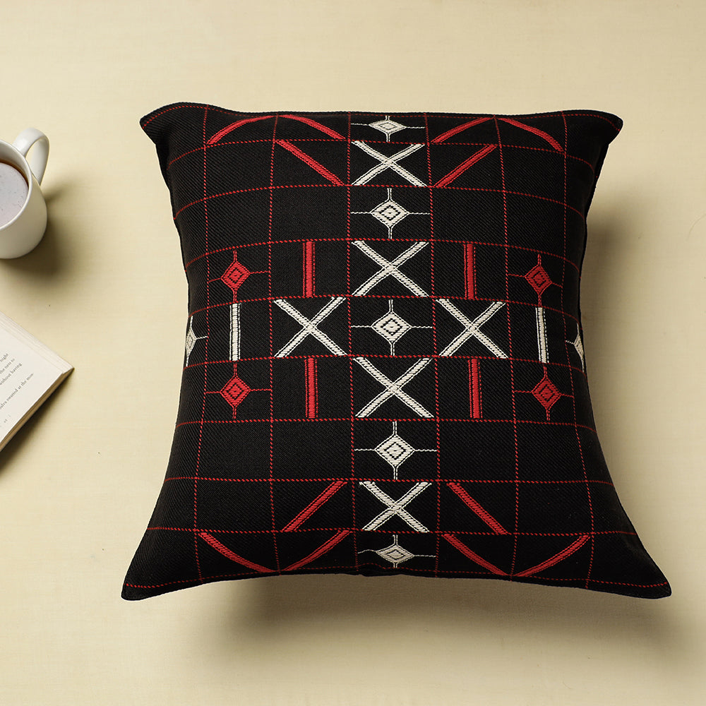 Urmul Kashida Stitch Handloom Cotton Cushion Cover (16 x 16 in)