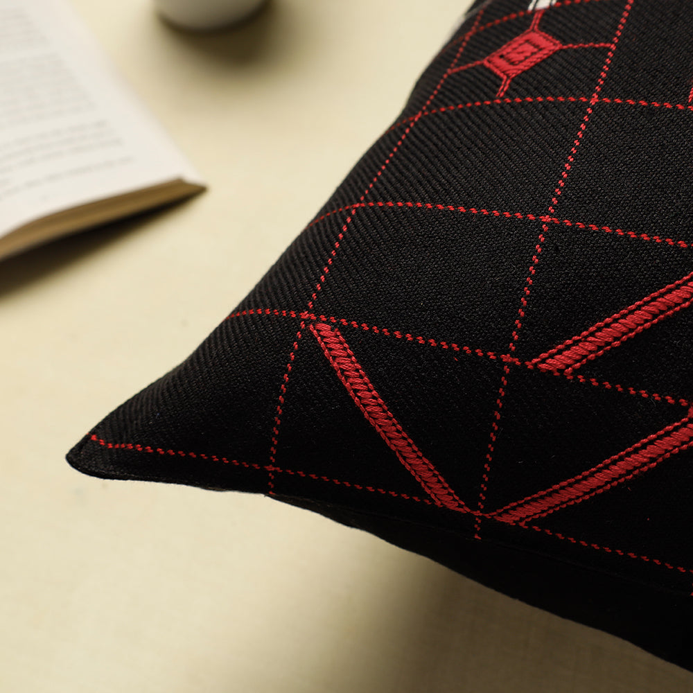 Urmul Kashida Stitch Handloom Cotton Cushion Cover (16 x 16 in)