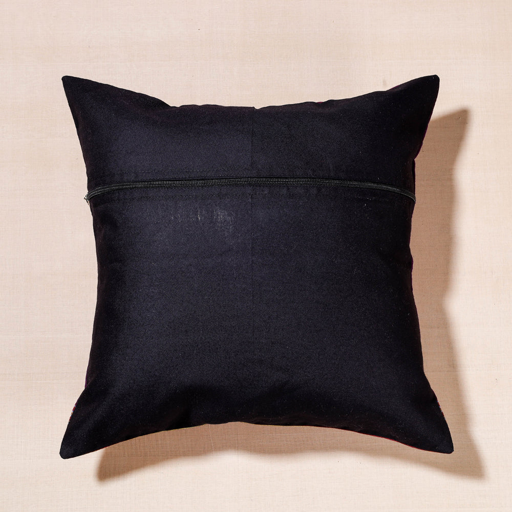 Gavanti Kasuti Hand Embroidered Khun Fabric Cushion Cover (16 x 16 in)