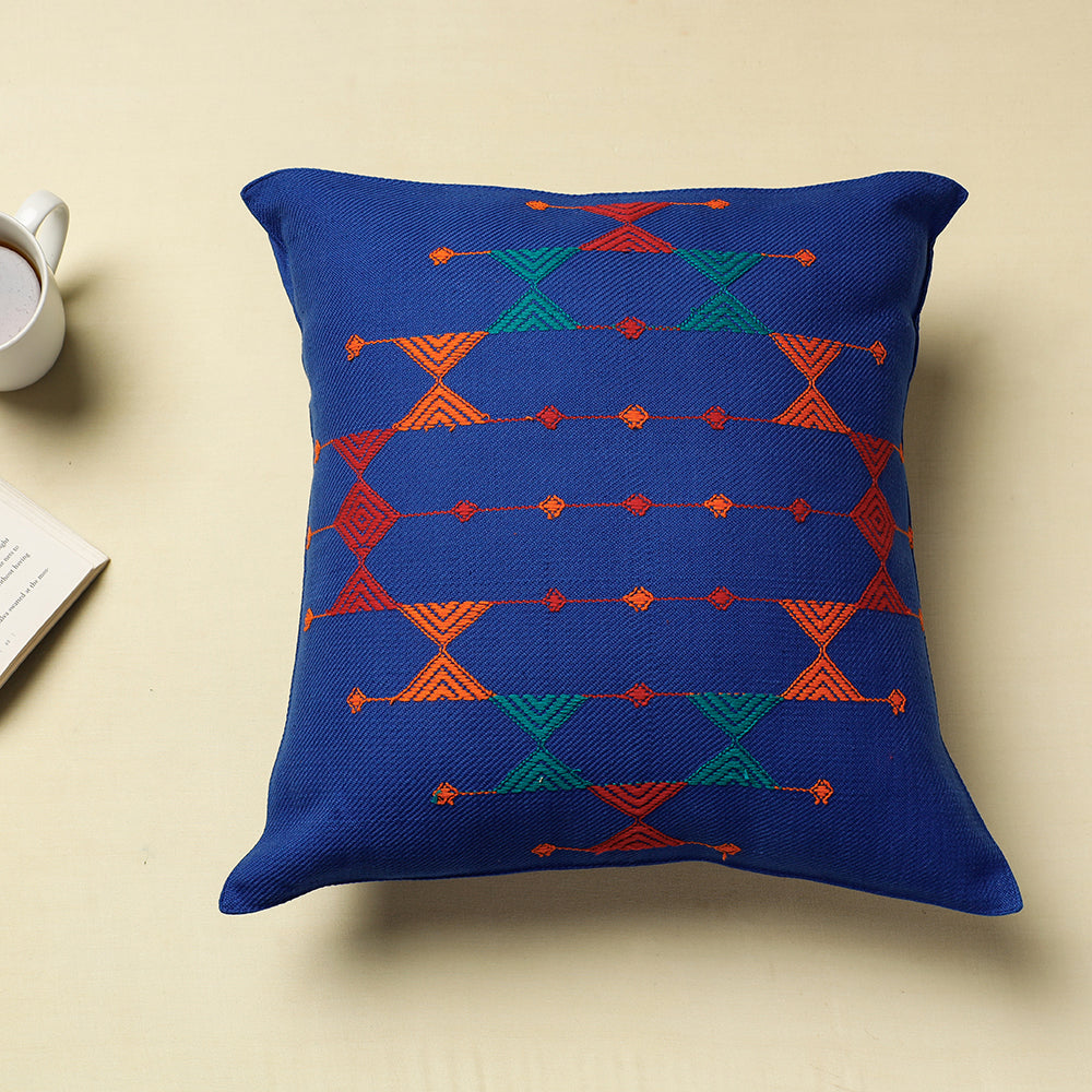 Urmul Kashida Stitch Handloom Cotton Cushion Cover (16 x 16 in)