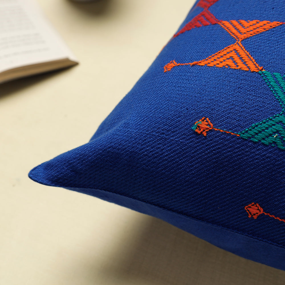 Urmul Kashida Stitch Handloom Cotton Cushion Cover (16 x 16 in)