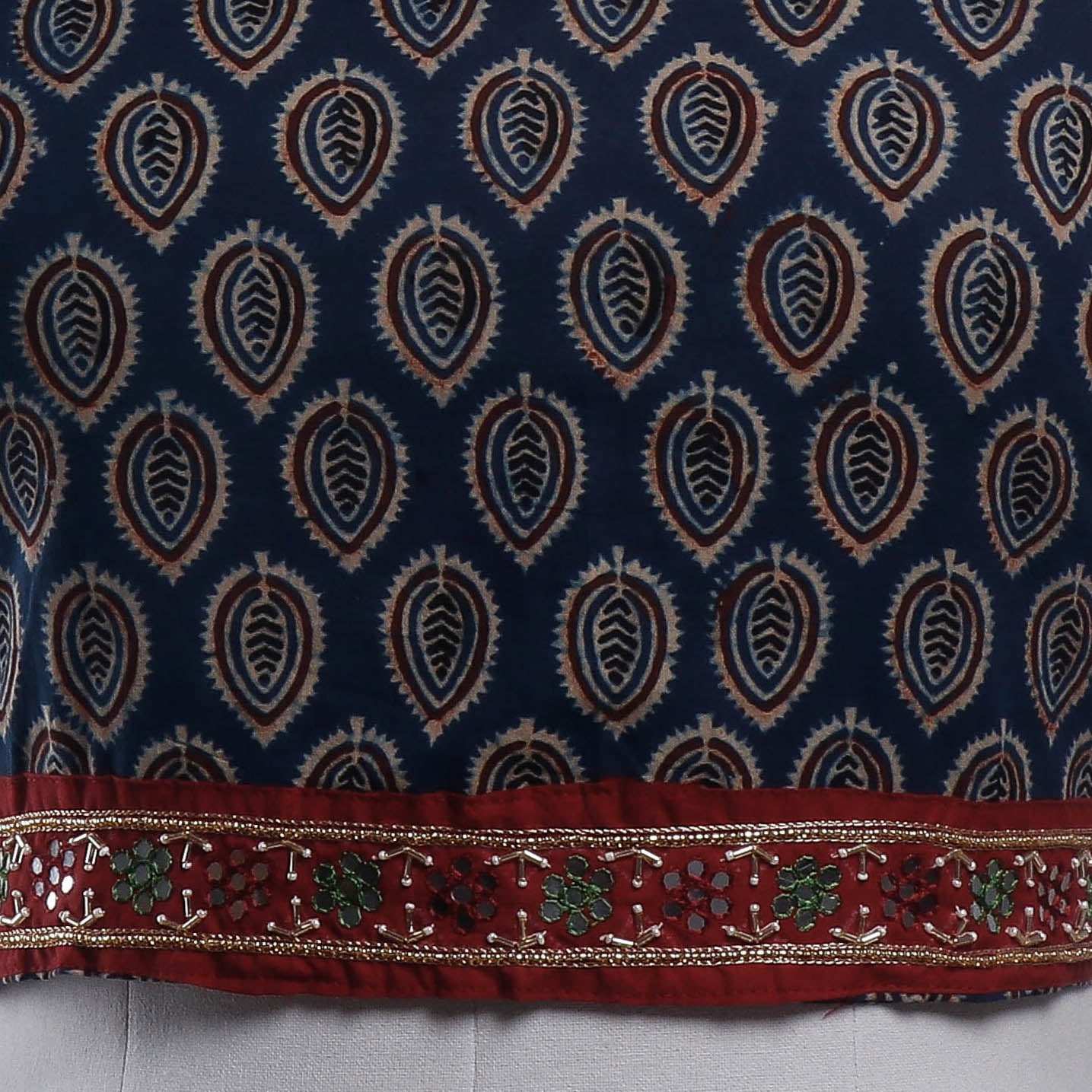 Zardozi Hand Embroidered Ajrakh Cotton Blouse Piece